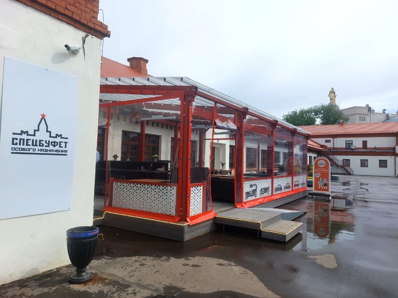 ПВХ шторы для летней террасы кафе в Колпне